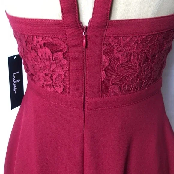 Nwt Lulu’s caged neckline lace bodice sleeveless dress SZ XS red‎ - Picture 5 of 7